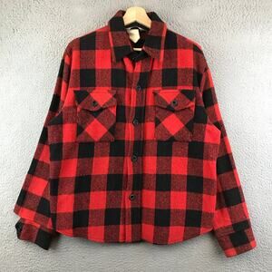 Vintage 1970s Buffalo Plaid Weatherguard by Shane Flannel shirt L